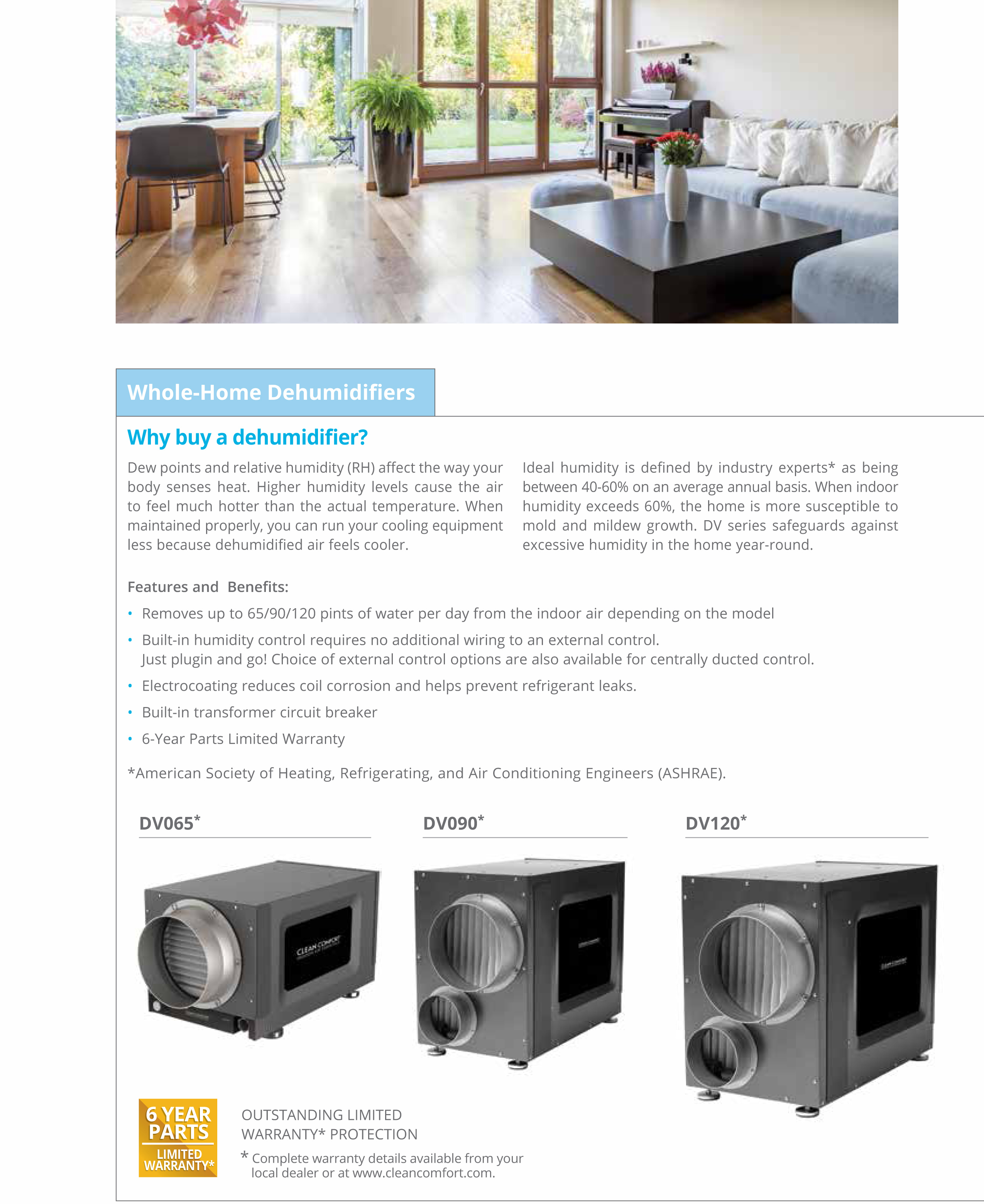 Whole-House Dehumidifier Clean Comfort DV Series (065,090,120)